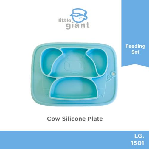 Cow Silicone Plate - Blue
