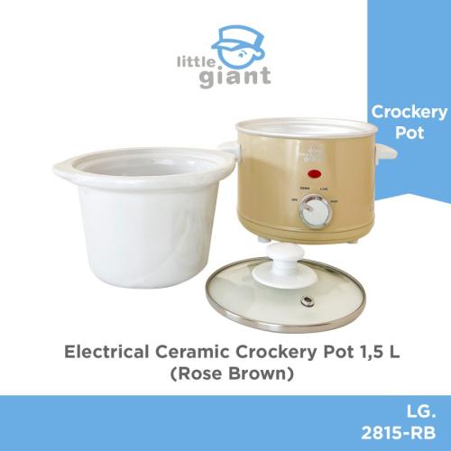 Electrical Ceramic Crockery Pot 1,5 L - Rose Brown, No Palet Kayu