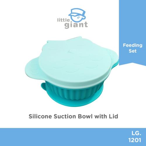 Silicone Suction Bowl with Lid – Green