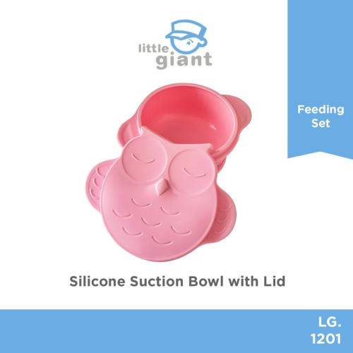 Silicone Suction Bowl with Lid – Pink